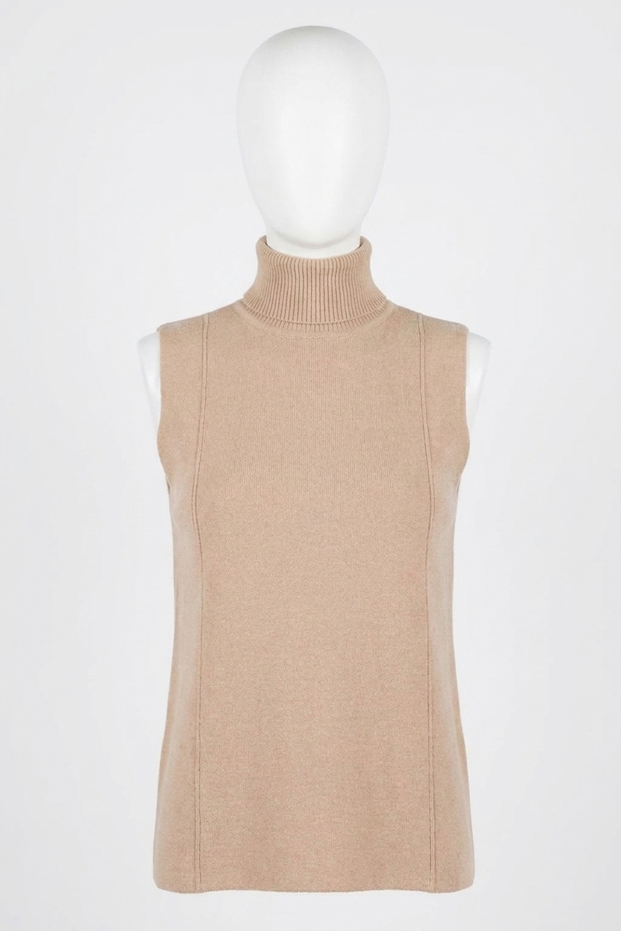 NEW WHITE BIRCH donna turtleneck tank top in tan